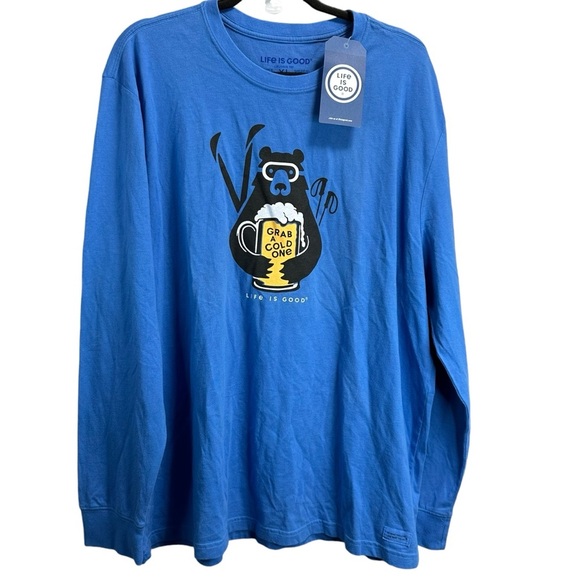 Life Is Good Grab A Cold One Long Sleeve Tee Shirt - Picture 1 of 4